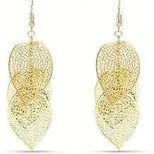 Bohemian Hollow Leaf Pendant Dangle Earring Jewelry for Women Long Drop Earrings