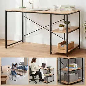Escrivaninha Mesa Com Estante Lateral Para Escritório Office 1,20m Industrial