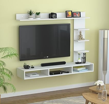Redwud Ryder Engineered Wood TV Entertainment Unit | TV Cabinet | Wall Mounted TV Unit (White) - Ideal for Upto 42