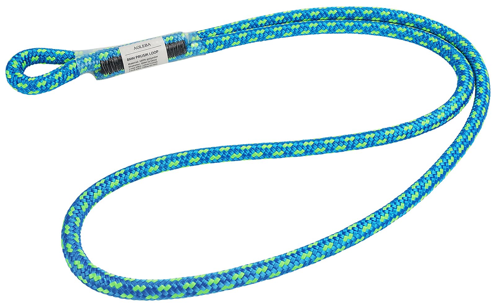 AOLEBA 8MM (5/16") Prusik Loop, Pre-Sewn Prusik Cord, Safety Sewn Prusik Rope for Climbing Arborist Rescue, Outdoor Climbing Aider Prusik Loops