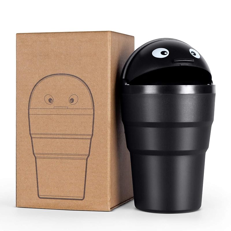 Lixeira Automotiva Mini para Porta-Copos 520 mL com Tampa Removível trasgo Preta
