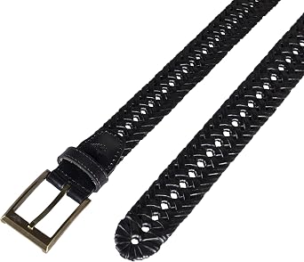 DOCKERS Men's Braided Leather Belt, Fully Adjustable Casual Strap for Everyday Wear