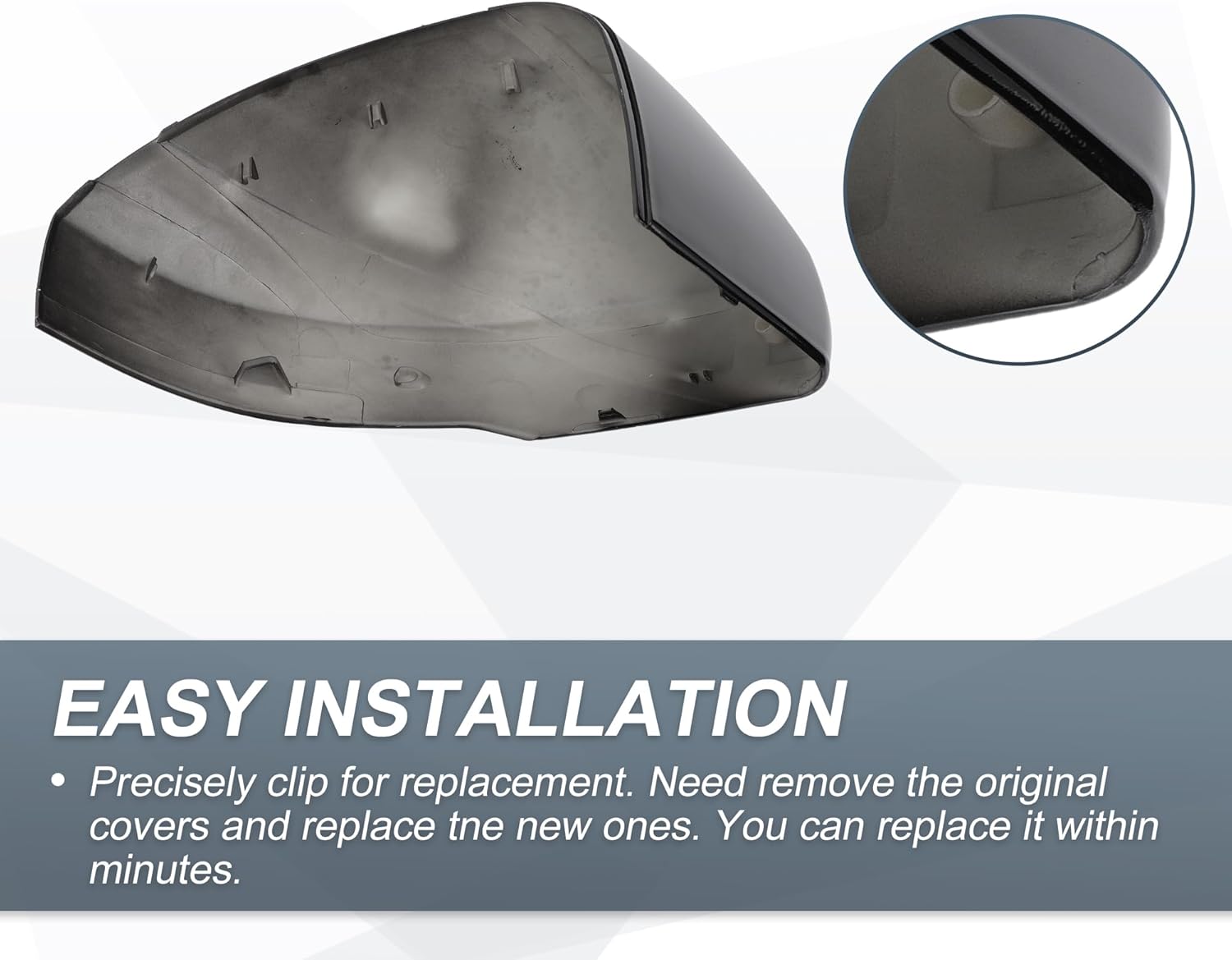 X AUTOHAUX Car Rear View Left Driver Side Mirror Cover Cap Replacement Gloss Black for Range Rover 2013-2019, for Range Rover Sport 2014-2019, for Land Rover LR4 2014-2016