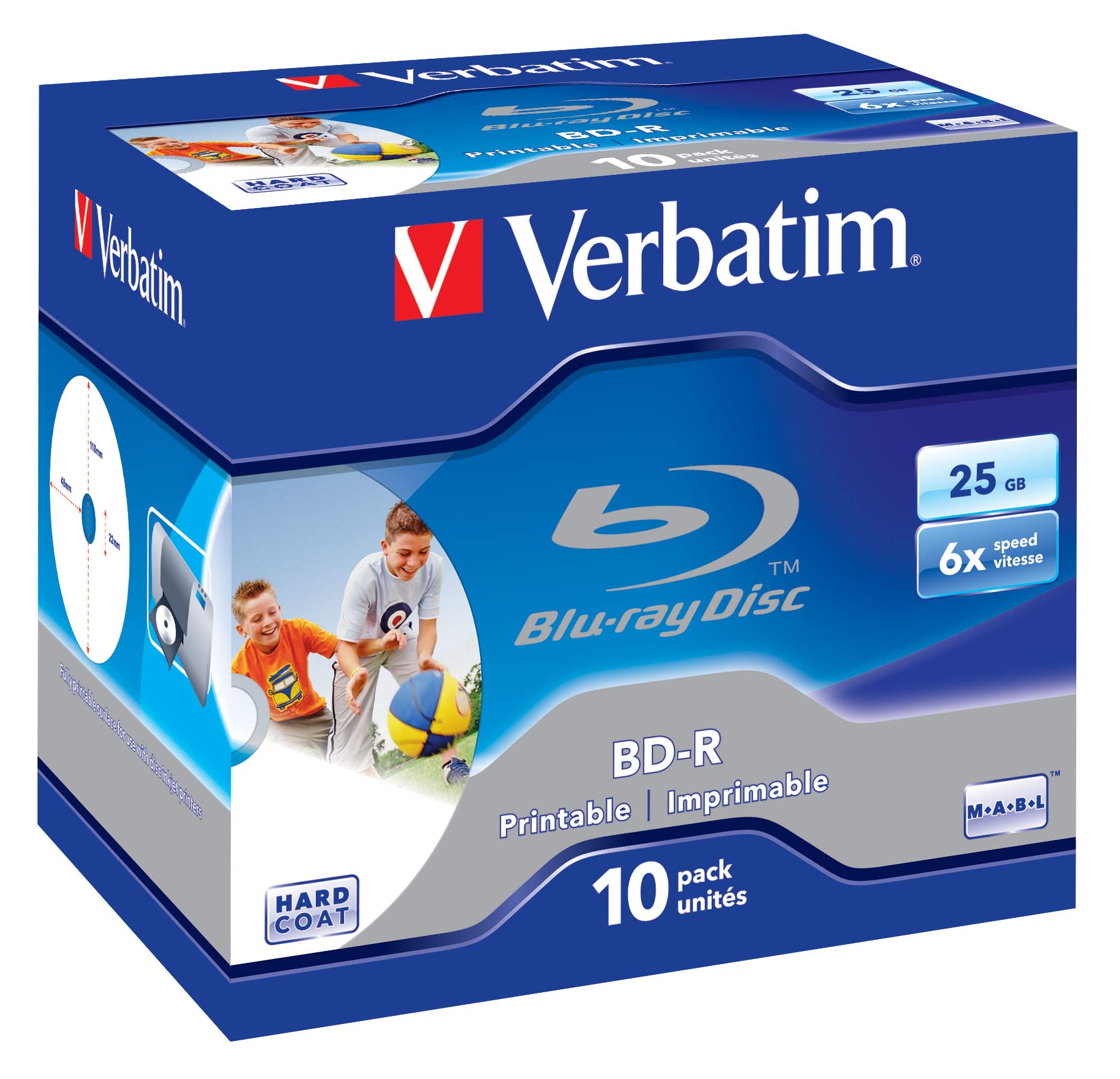 Verbatim BD-R Single Layer, Blu-Ray-Disk 25GB - 6x Brenngeschwindigkeit - robuster Kratzschutz, 10 Stück