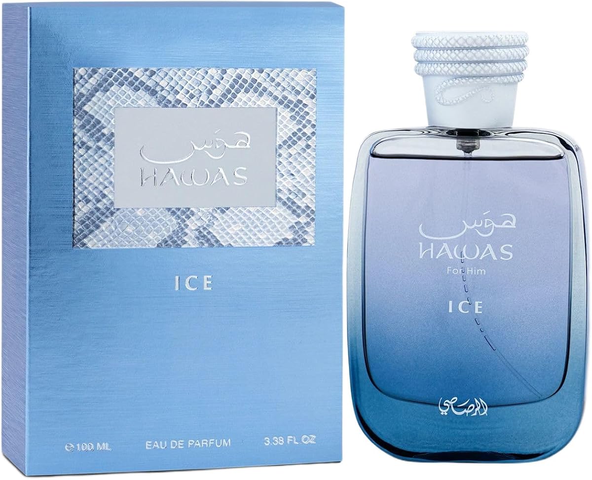 RASASI Hawas Ice for Men Eau de Parfum, 100ml(3.38 Oz), Premium Arabian Fragrance