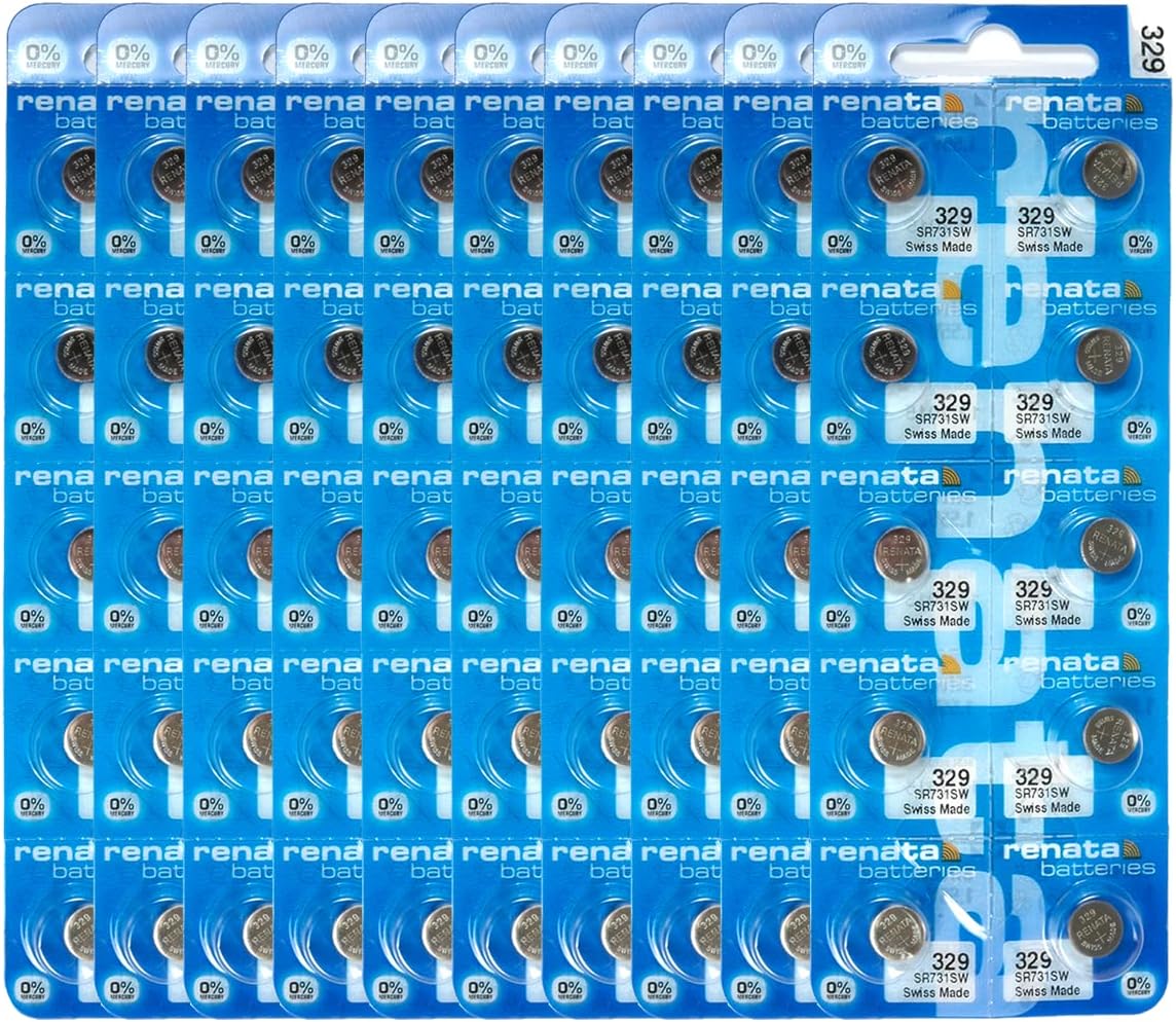 Renata 329 SR731SW Batteries - 1.55V Silver Oxide 329 Watch Battery (100 Count)