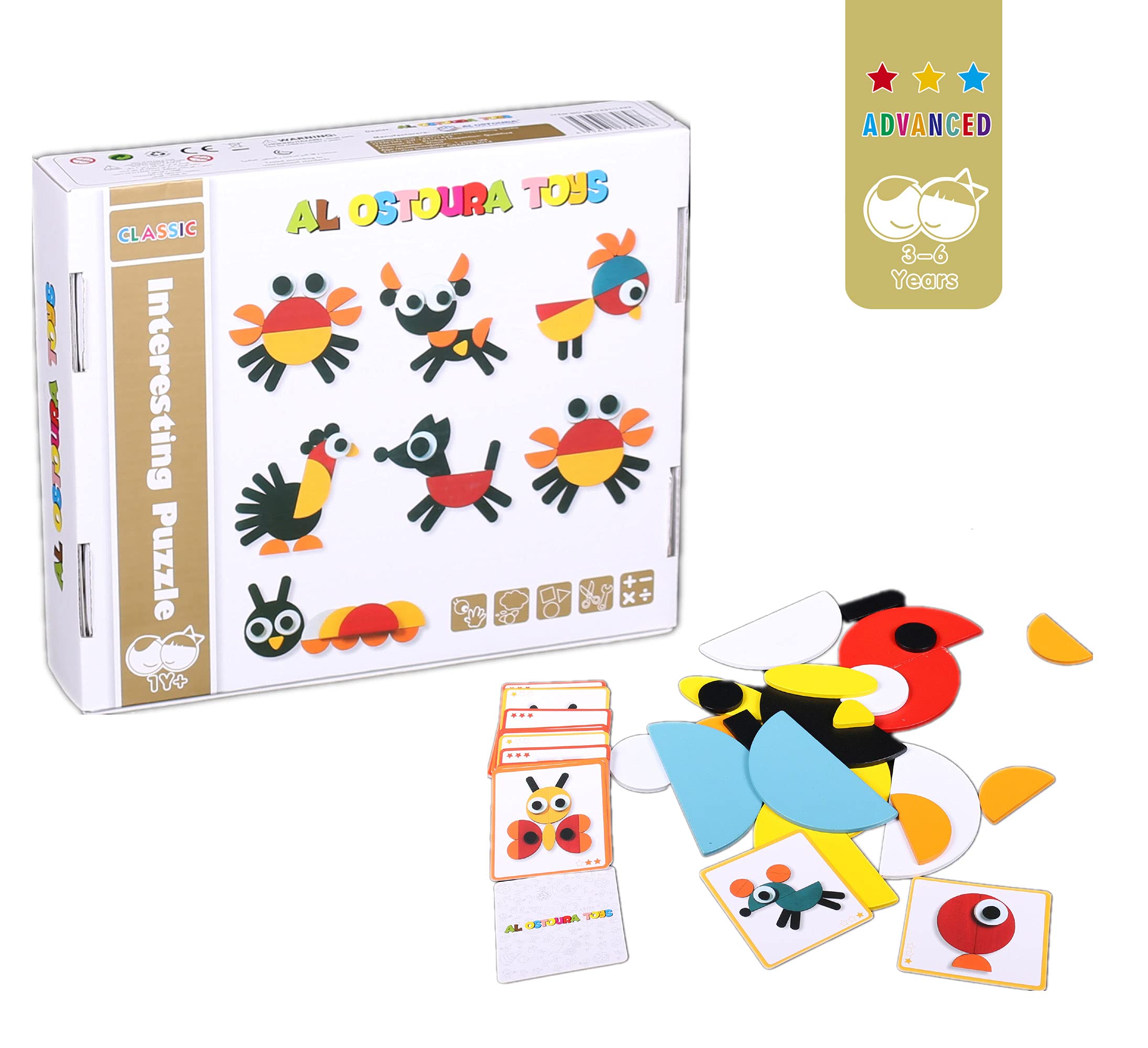 Al Ostoura Toys Animals Jigsaw Puzzle Sorting and Stacking Games Montessori Educational Toys for Toddlers Kids Boys Girls Age 3+ Years Old LW1432