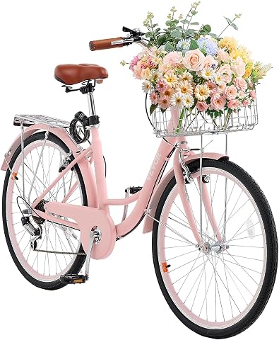 VEVOR 24-Inch 7-Speed Women's Beach Cruiser Bike