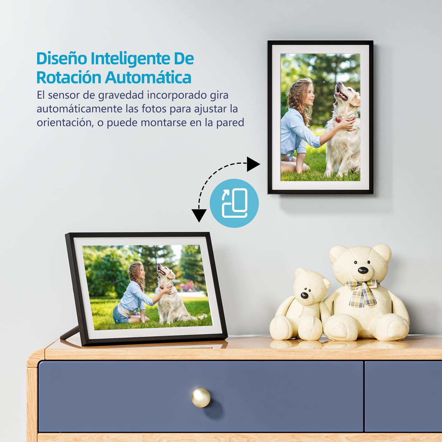 ARZOPA Marco de Fotos Digital WiFi 15,6 Pulgadas 1920x1080 32GB Pantalla Táctil IPS FHD de Rotación Auto Frameo Marcos Digitales de Fotos Inteligente Soporte de Foto/Música/Video/Alarma