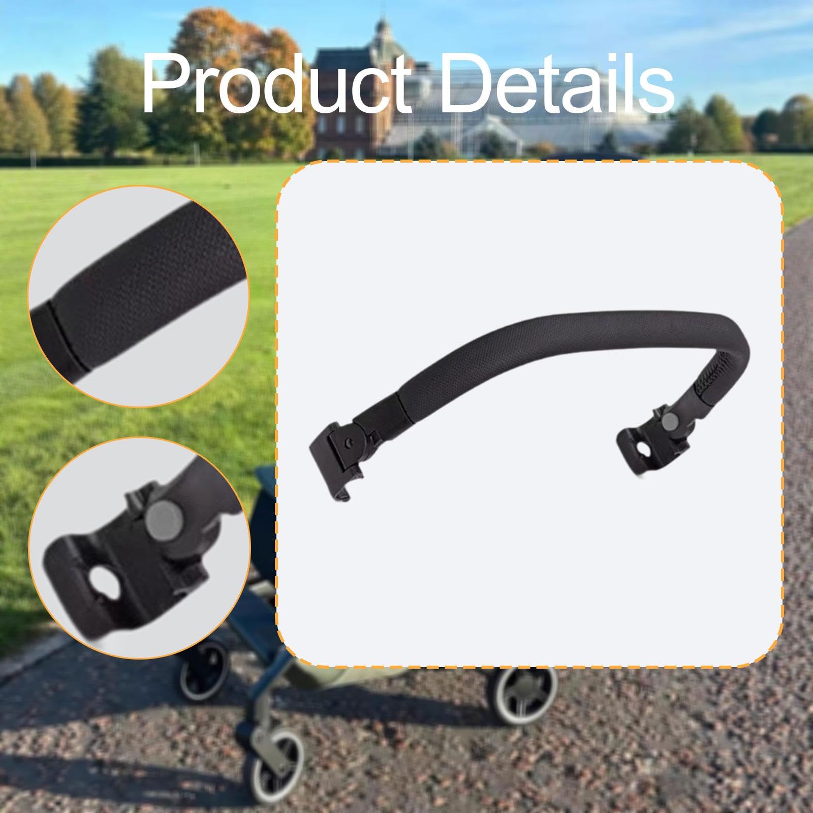 Strollers Armrest con Pasamanos Plegable Empuñadura Ergonómica Instalación Rápida Accesorio Profesional Materiales Seleccionados Adecuado para Paseo Y, Negro