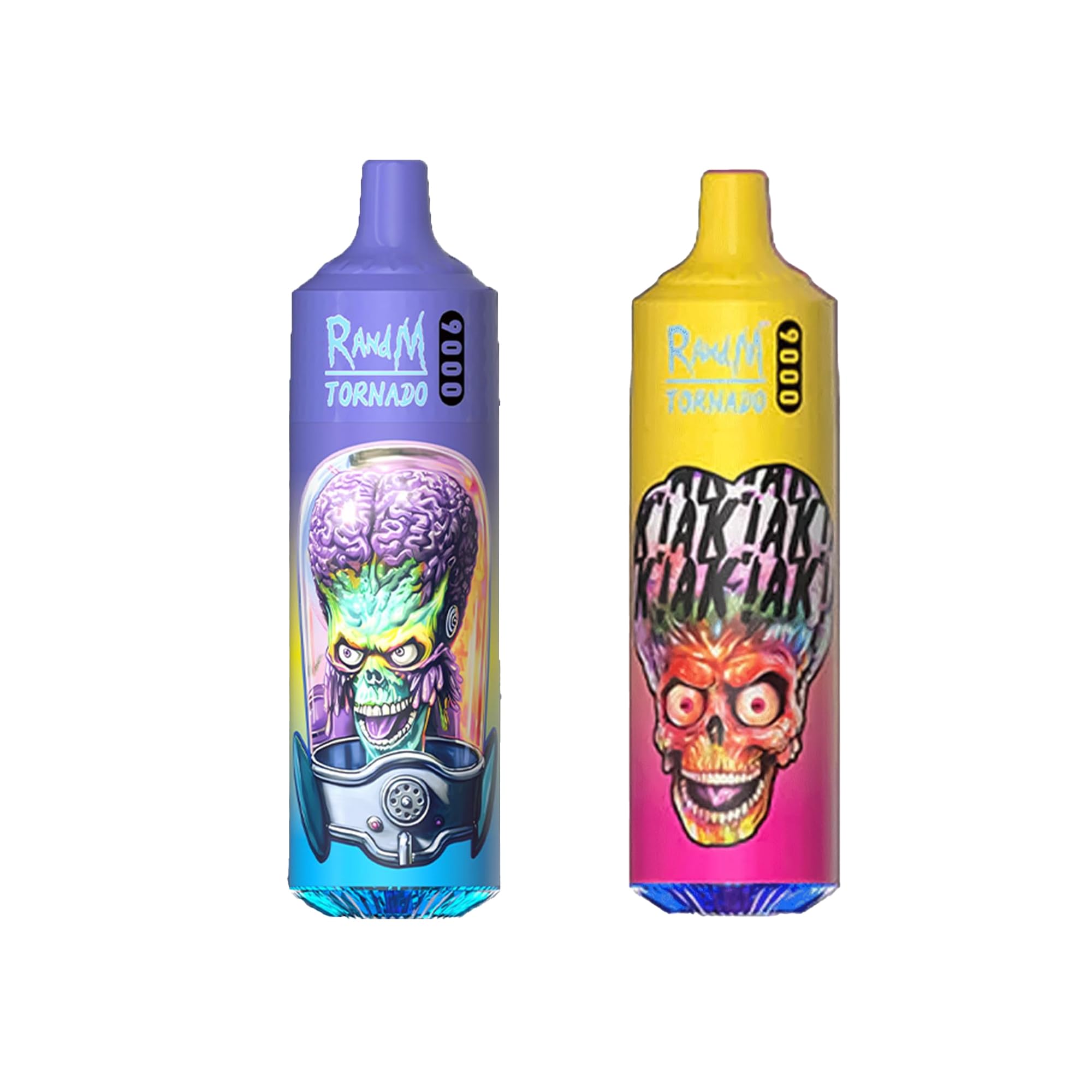 R&M Tornado, 9000 Puffs, E-Cigarettes, Starter Kit, No Nicotine, 2ml Cartridge Capacity, Draw-Activated Vape Pen, Smooth Vaping, Pack of 2, (Peachy Mango Pineapple + Grape)