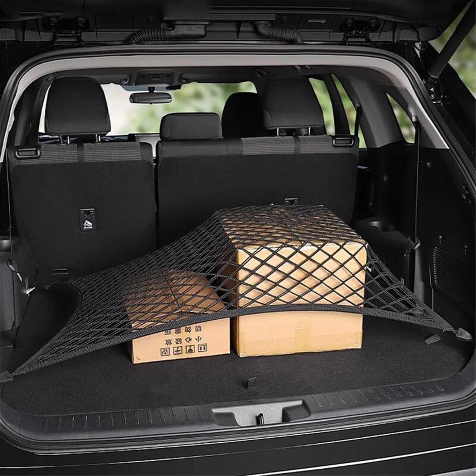 Kofferraum Netz Gepäcknetz for Auto | Universeller Kofferraum-Gepäcknetz-Organizer aus elastischem Nylon, doppellagig(90x40CM)