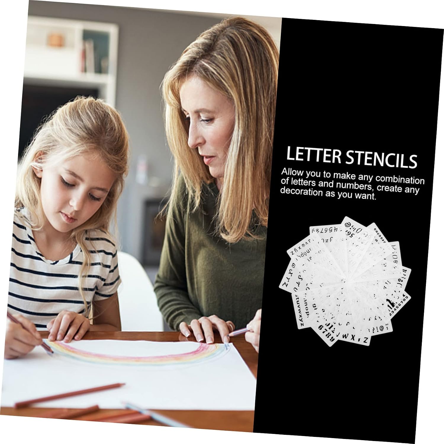 12pcs Reusable Letter Number Stencils DIY Wall Art Painting Stencils for Crafts for Drawing Journaling