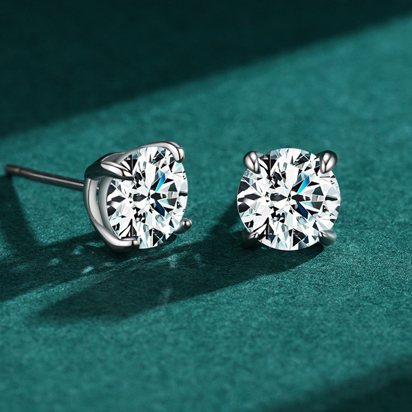 Kolczyki sztyfty białe złoto 750 585 375 damskie kolczyki damskie proste z 4 pazurami okrągłe Moissanite 1ct kolczyki na sztyfcie, na wesele, bez niklu, prawdziwa biżuteria, białe złoto