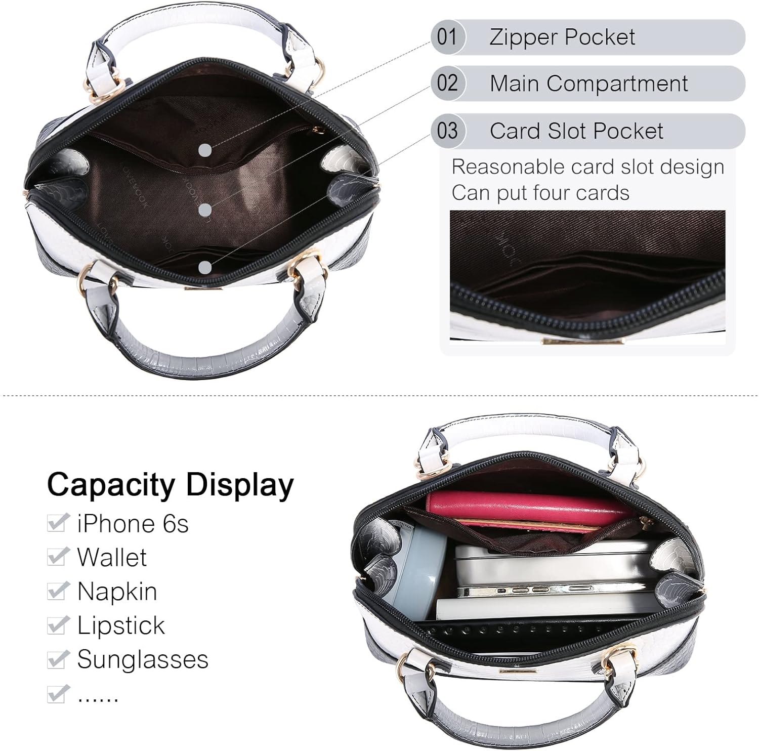 LOVEVOOK Purse for Women Small Crossbody Bags Classic Double Zip Top Handle Dome Satchel Bag - Image 4