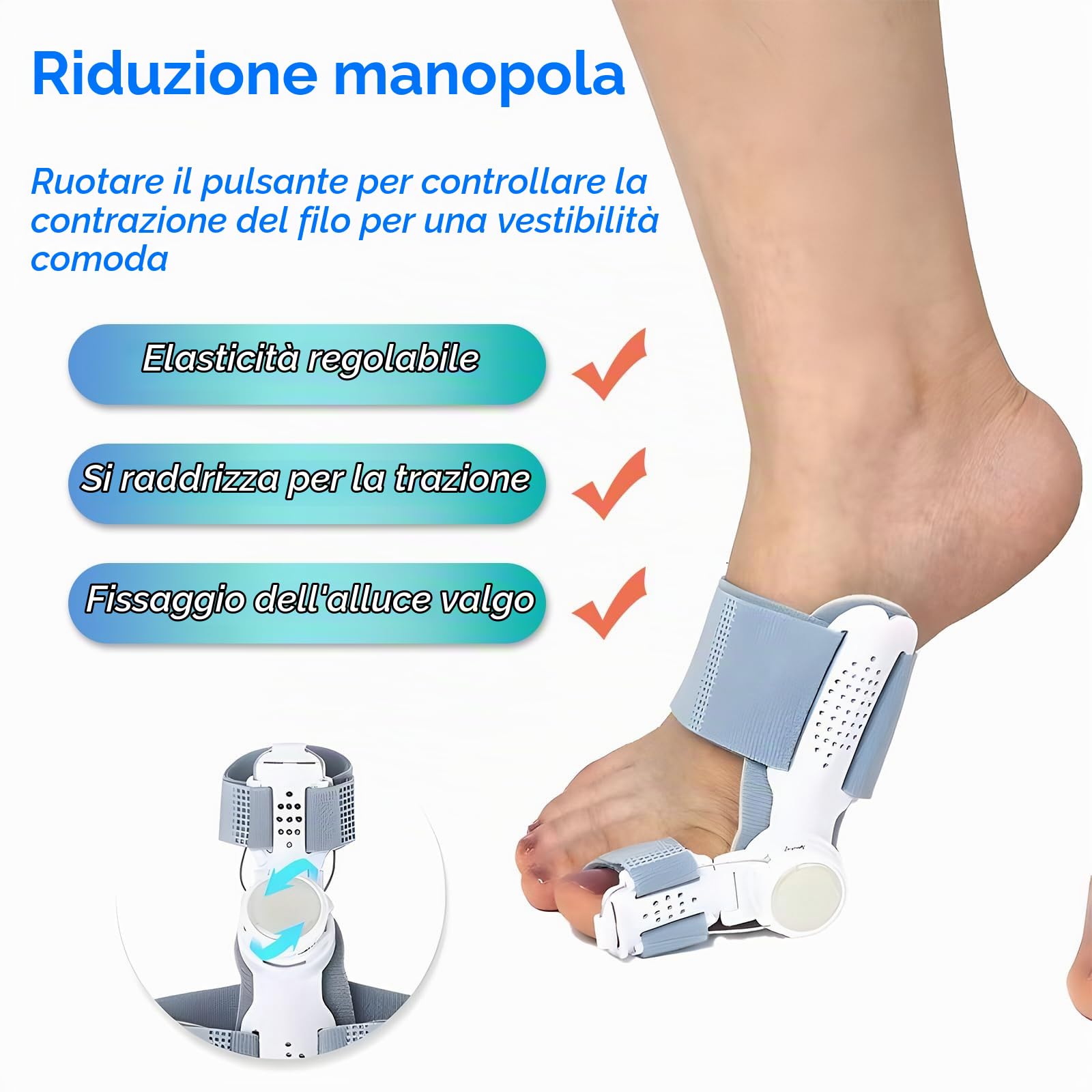 Alluce Valgo Correttore Manopola Regolabile Tutore Alluce Valgo Divaricatore Alluce Valgo Alluce Rettilineo Correzione Alluce Valgo Per Dita Dei Piedi Giorno E Notte Unis
