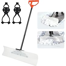 Orientools Snow Shovel and Pusher with Ergonomic Design, 36-Inch Wide Polyethylene Blade for Efficient Driveway and Sidewalk Snow Removal, Quick Connect Handle