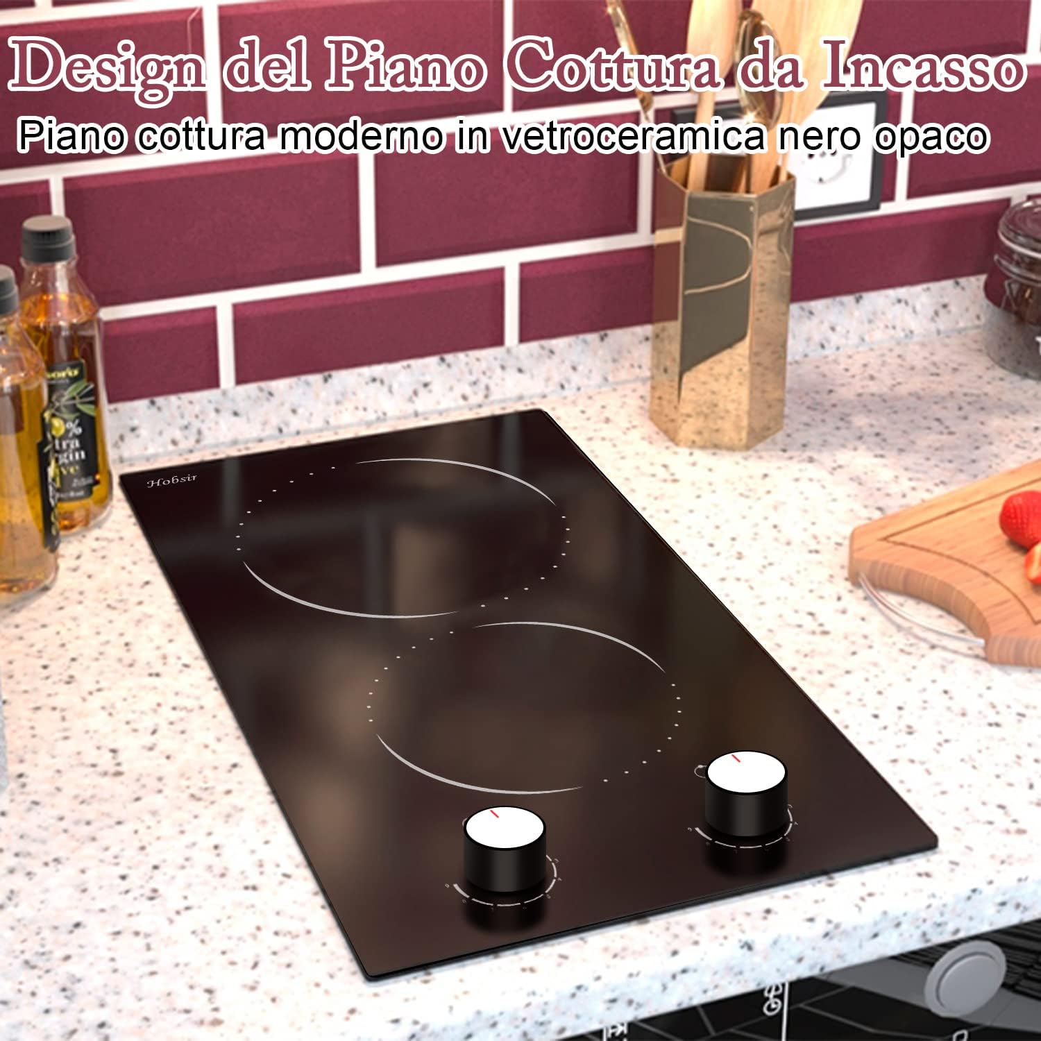 Hobsir Piano Cottura in Vetroceramica 4 Fuochi, Piano Cottura Elettrico 6600W, Piastra Vetroceramica a Incasso, senza Spina, Regolazione flessibile della zona di cottura, timer, blocco di sicurezza Hobsir Piano Cottura in Vetroceramica 4 Fuochi, Piano Cottura Elettrico 6600W, Piastra Vetroceramica a Incasso, senza Spina, Regolazione flessibile della zona di cottura, timer, blocco di sicurezza