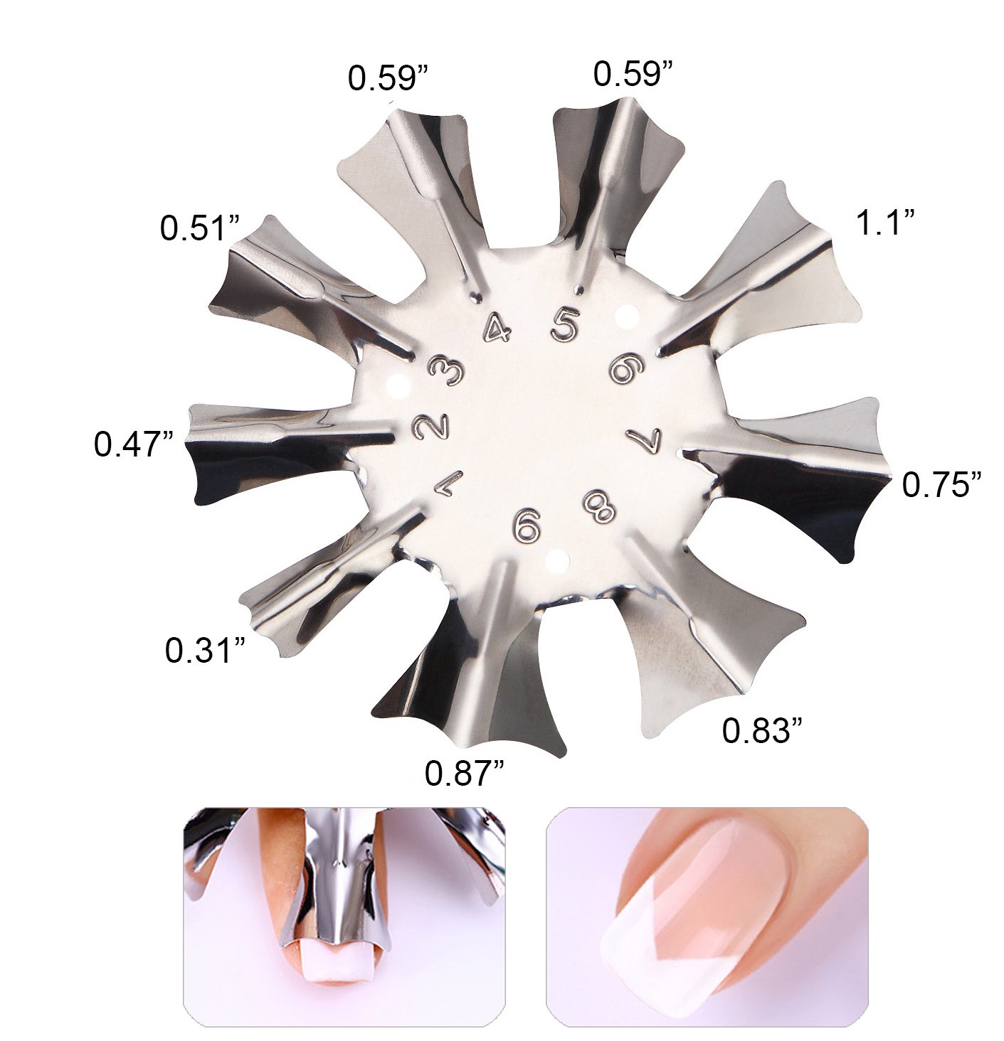 WOKOTO 3pcs Easy French Smile Line Gel Cutter Tool Staniless Steel C-Shape Manicure Edge Trimmer Diy Plate Module (3 Patterns)