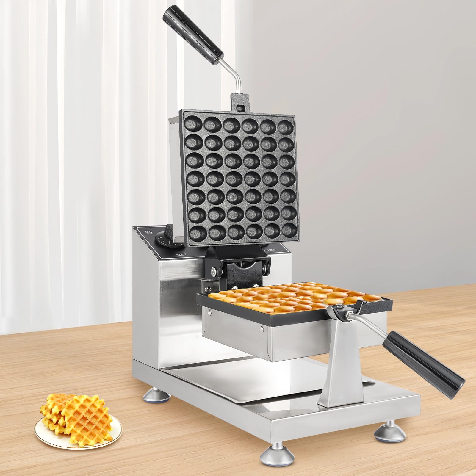 Commercial Waffle Maker Machine, 110V Electric Nonstick Waffle Maker Series, Mini Dutch Pancakes Maker, Belgian Waffle Maker for Bakery Restaurant Snack Bar or Household (E)
