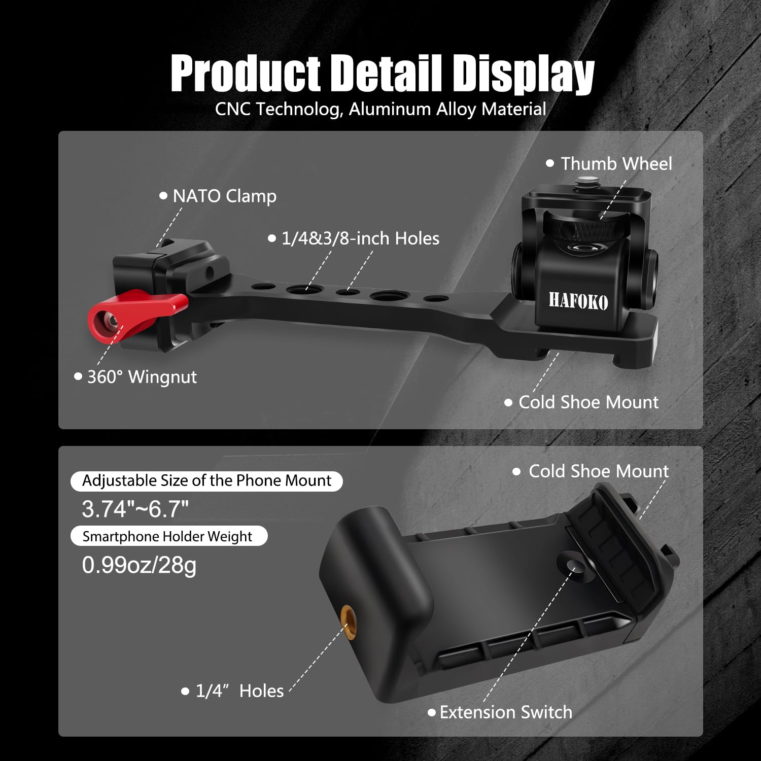 RS4 Telefono Titolare RS3 Monitor Monta Estensione Maniglia w Compressa Monta Telefono Adattatore Compatibile per DJI RS4/RS4 PRO/Ronin S3/RS3 PRO/RS3 Mini/Ronin RS2/RSC2 Gimbal Stabilizzatore