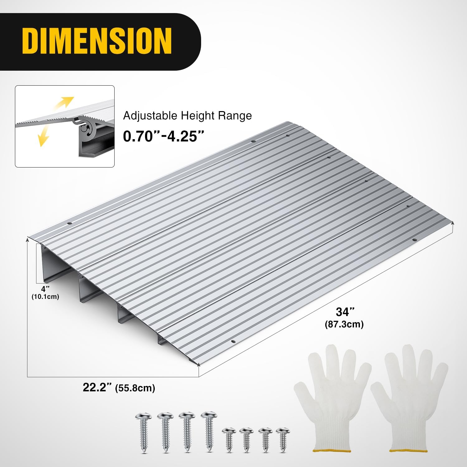 nilight door threshold ramp, 4" rise portable aluminum wheelchair door entry ramps for sheds doorways home steps