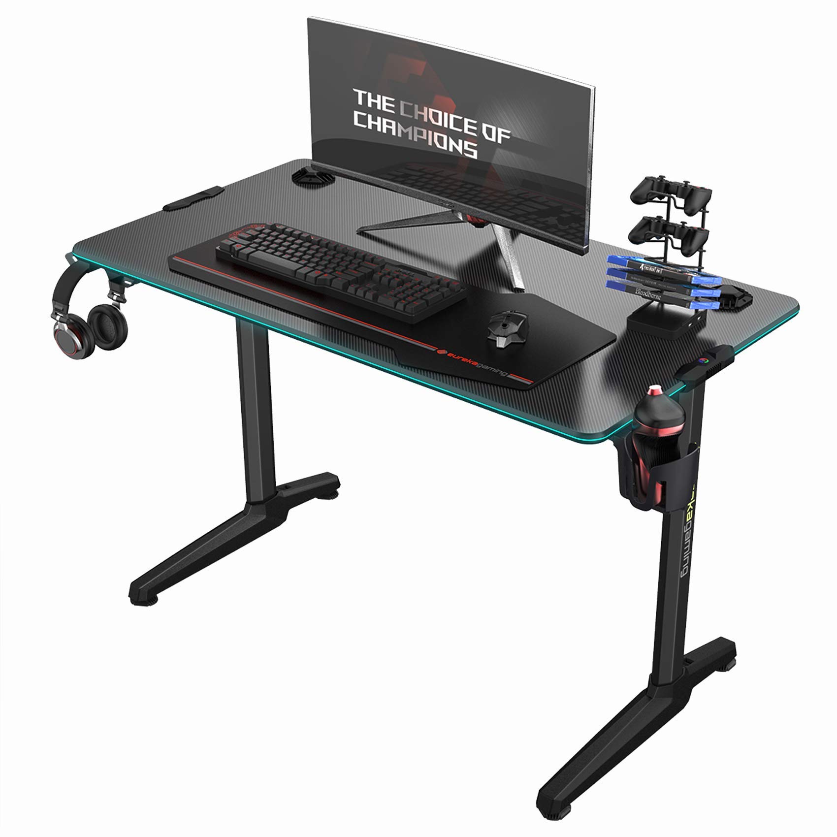 EE EUREKA ERGONOMIC 44 Inch LED Gaming Desk, Home Office PC Computer