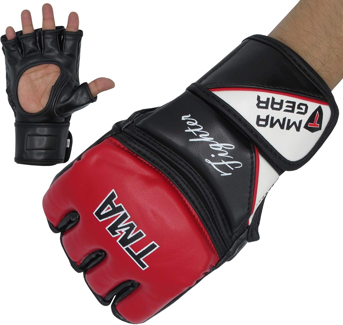 TMA MMA Gloves for Grappling Martial Arts Training, Maya Hide Leather Sparring Mitts, Perfect for Cage Fighting, Punching Bag, Muay Thai & Kickboxing