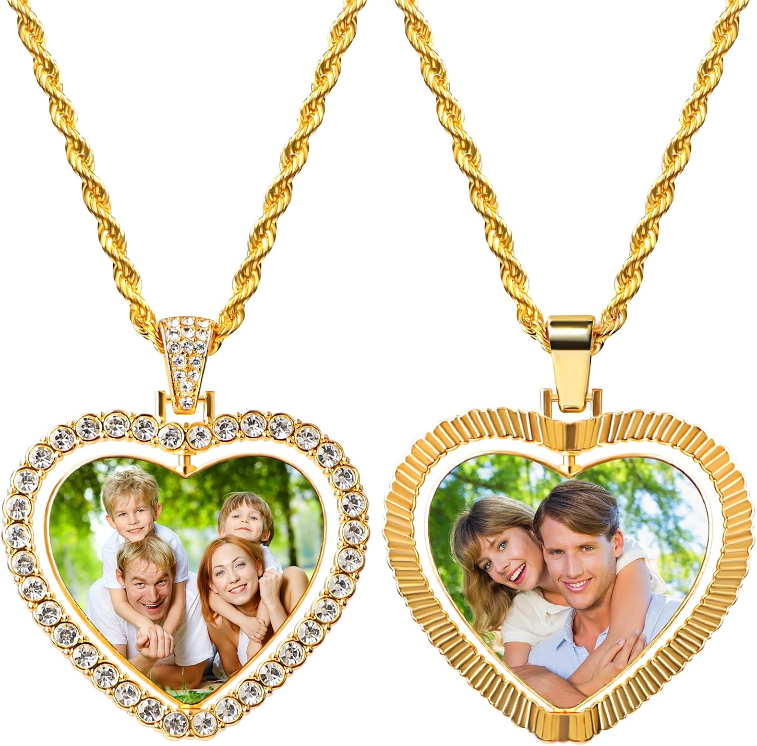 HYPERFOLD Double Side Custom Photo Necklace Personalized Customized Picture Memorial Keepsake Gift -Dad,Mom, Wife, Daughter, or Friend - Birthdays, Anniversaries, Memorials