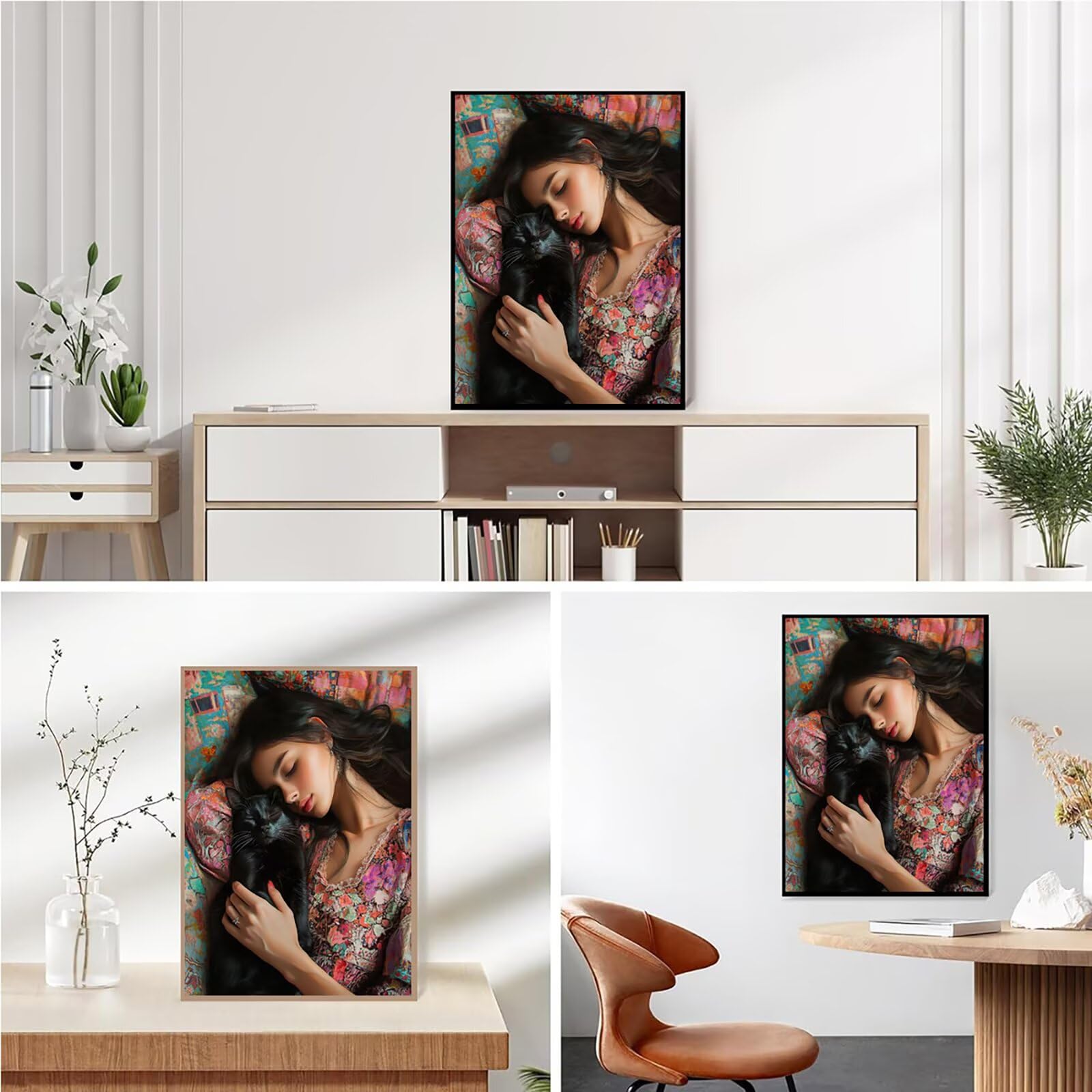 Diamond Painting Kit Completo, Diamond Painting Donna, 5D Quadrato Pittura Diamante Kit Manualidades Adultos DIY Diamantini Crystal Art Disegni Ricamo Punto Croce Artigianale, 60x90cm Gatto j0-999