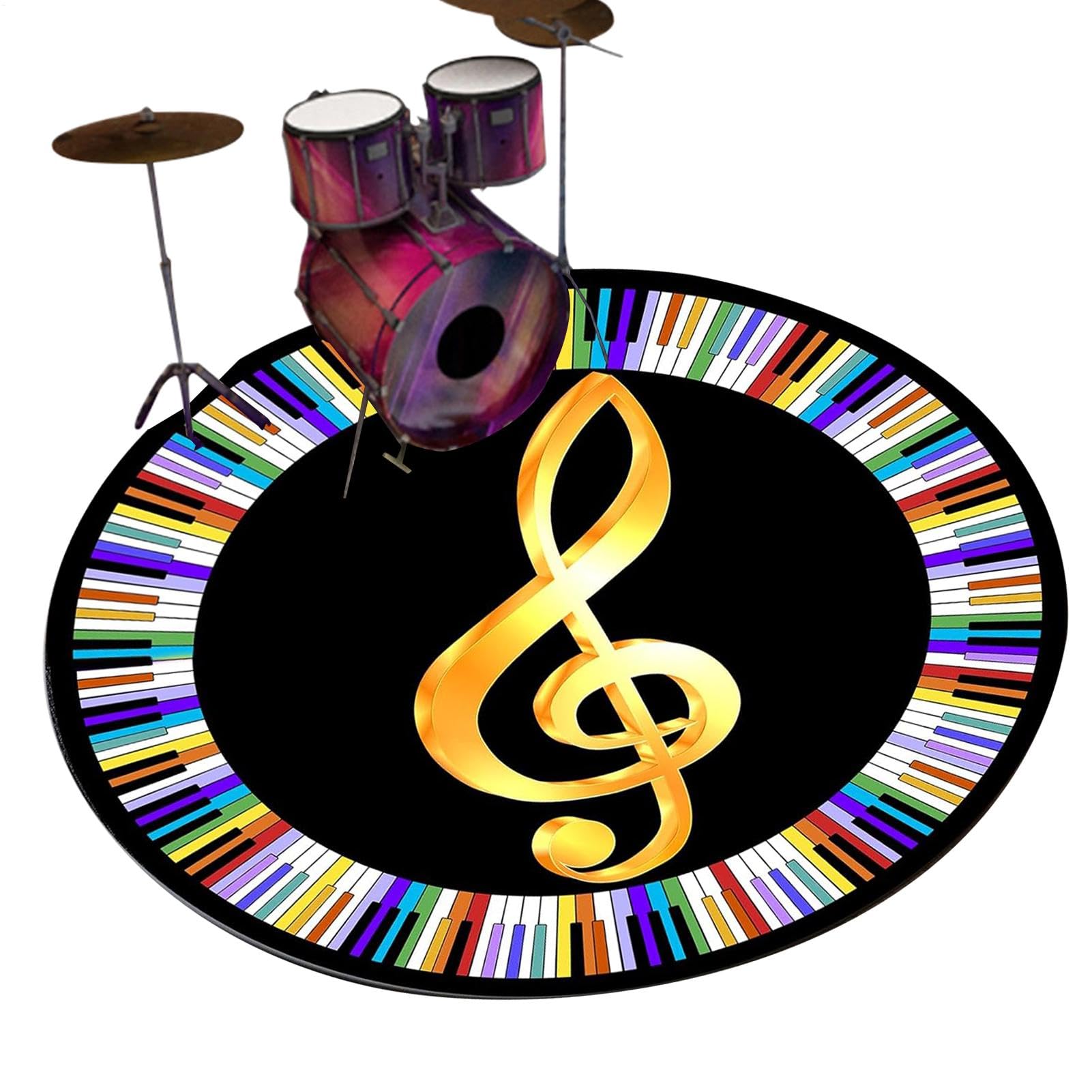 Round Drum Mat, Electronic Drums Floor Mat, Non Slip Sound Absorbing Rug, Musical Instruments Floor Mat with Unique Drum Design for Electronic Drum Sets and Music Instrument Enthusiasts