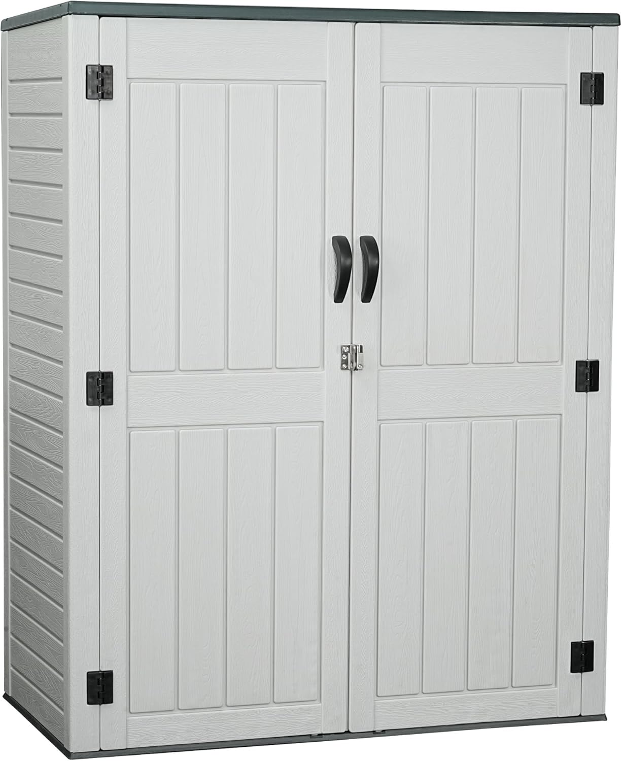 Vertical Resin Storage Shed, 60 Cuft Garden Tool Sheds & Outdoor Storage, Plastic Outdoor Storage Cabinet Waterproof, 5.6 x 2.3 ft Backyard Outside Lawn Mower Storage Shed, White