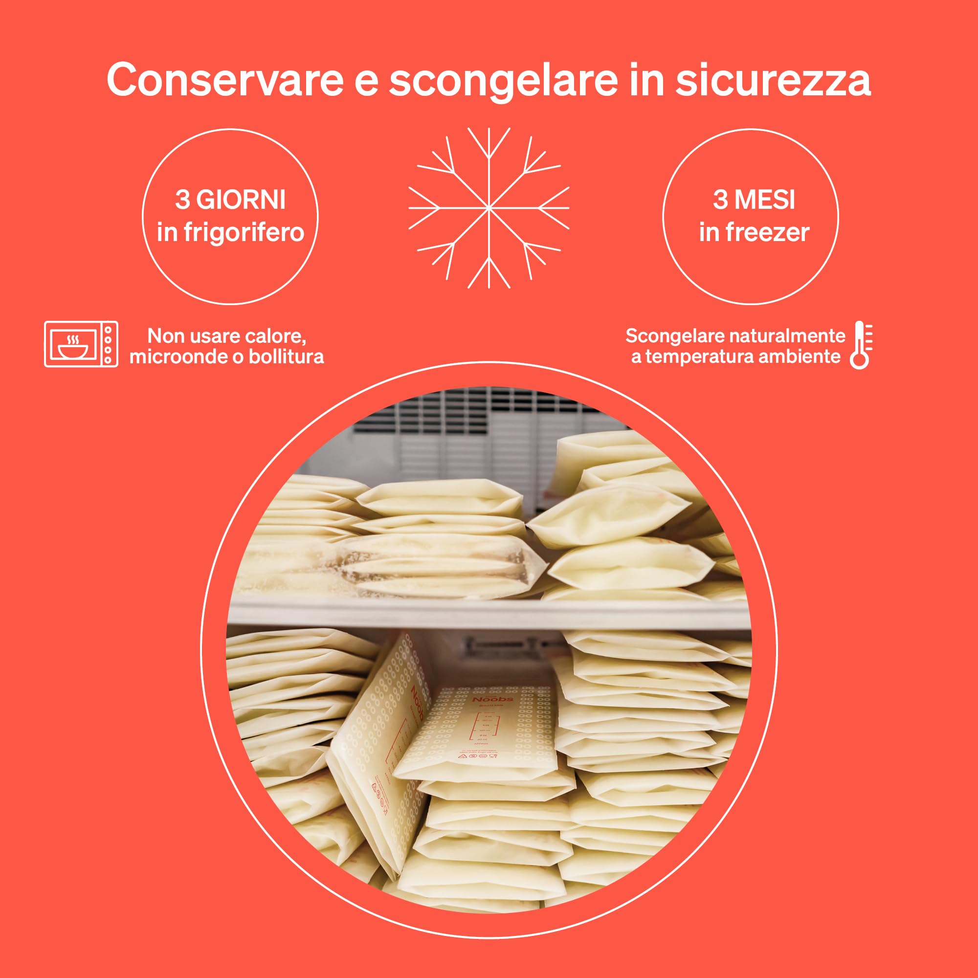 Sacchetti Latte Materno di Love Noobs, Buste Latte Materno Congelare, 200 conte - Sacchetti da 200 ml, Facile da usare, Presterilizzati