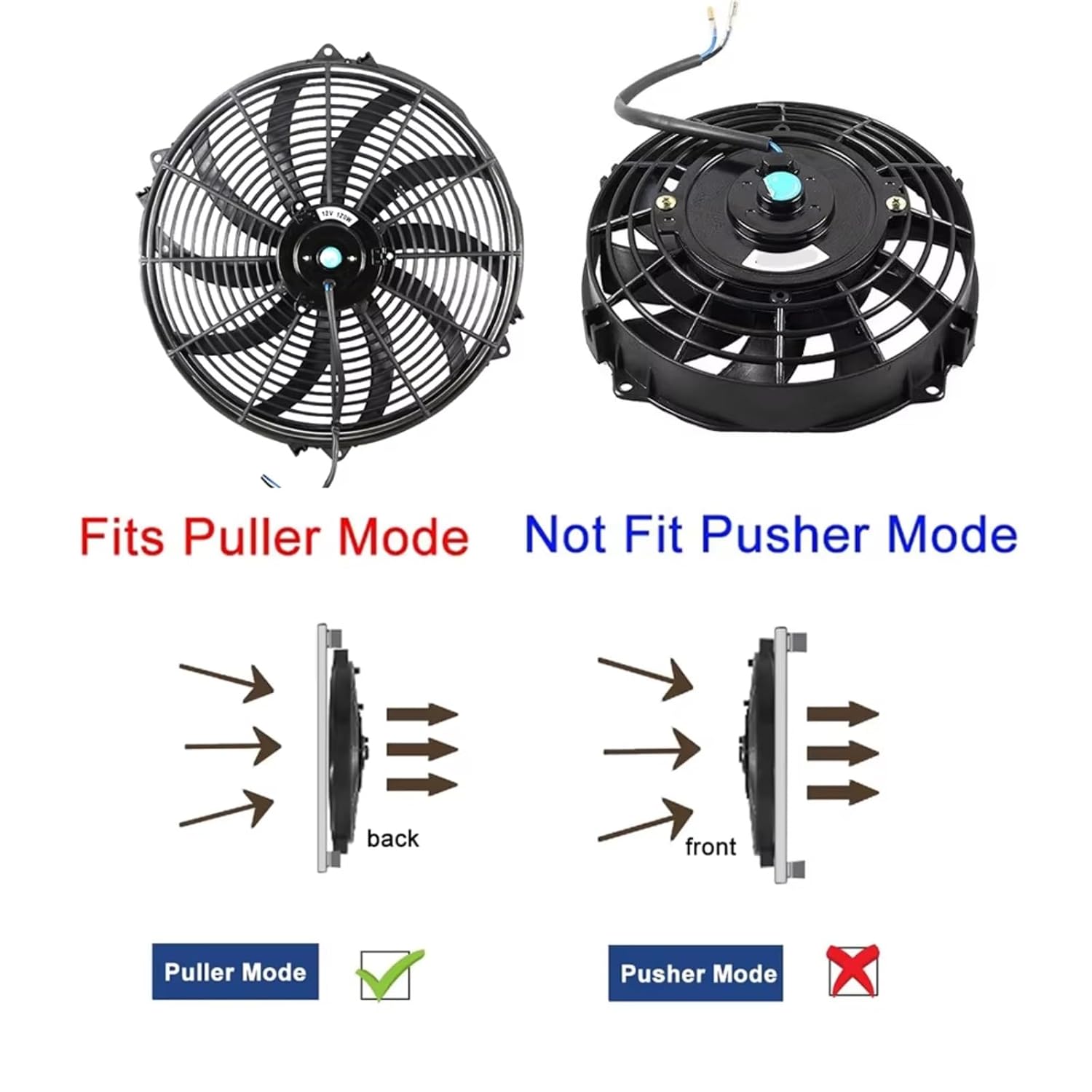 Engine Cooling Fan Mount Kit for 16 Inch Universal 12V 120W Slim Reversible Black Blades Electric Cooling Radiator Auto Fan Mounting Kit