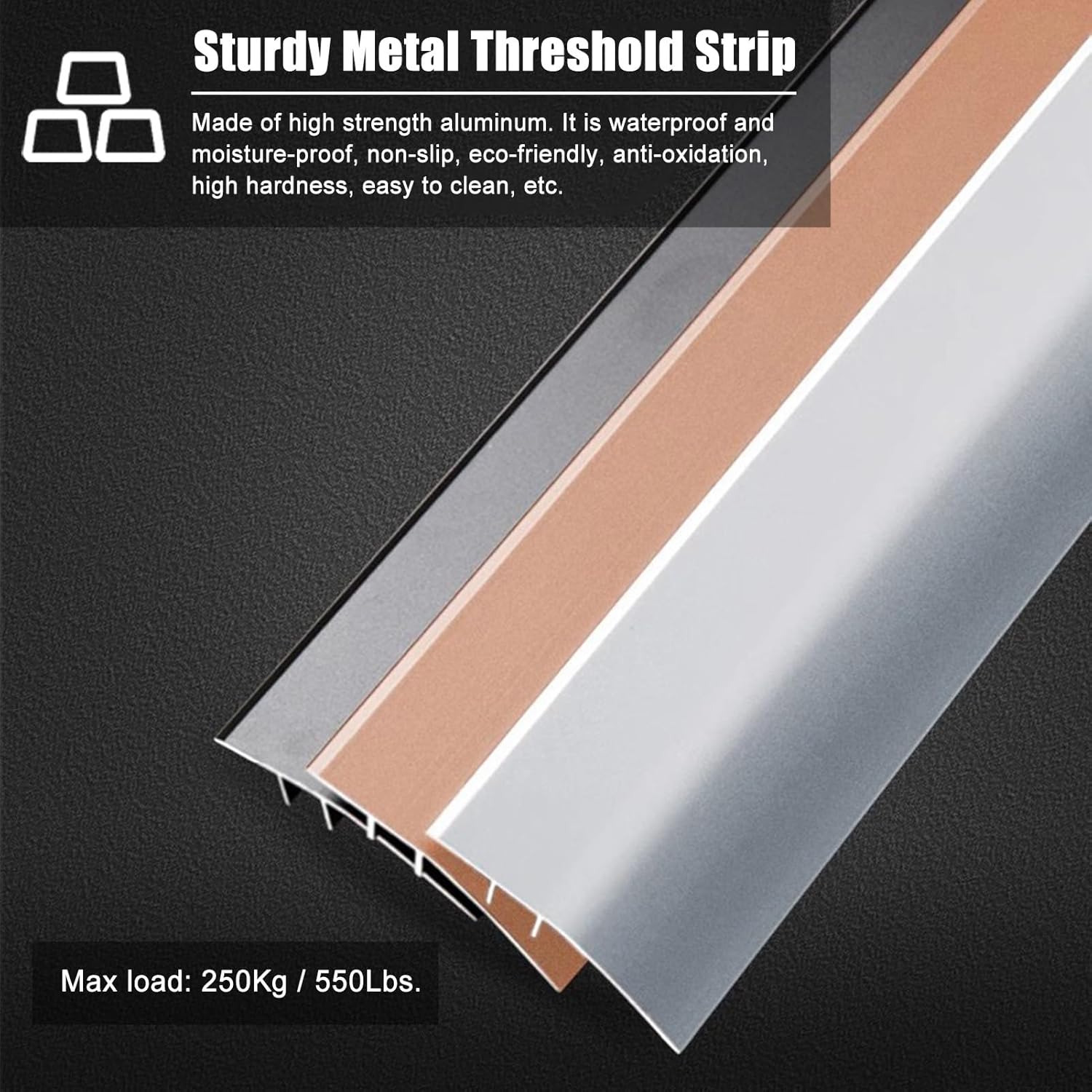 Aluminum Floor Transition Strip Tile to Carpet, Hardwood Flooring Edge Covering Connecting Strips, Cuttable Threshold Edging Trim Strip,Rose Gold