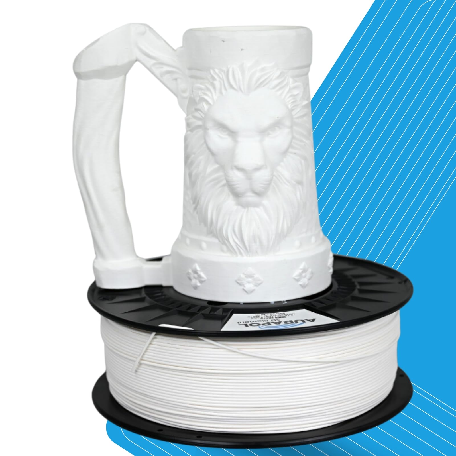 AURAPOL Filament 1,75 PLA, 1 kg filament do drukarki 3D, filament PLA z precyzją 1,75 mm +/- 0,02 mm, filament premium kompatybilny z większością drukarek 3D FDM (FFF) i długopisów 3D, biały