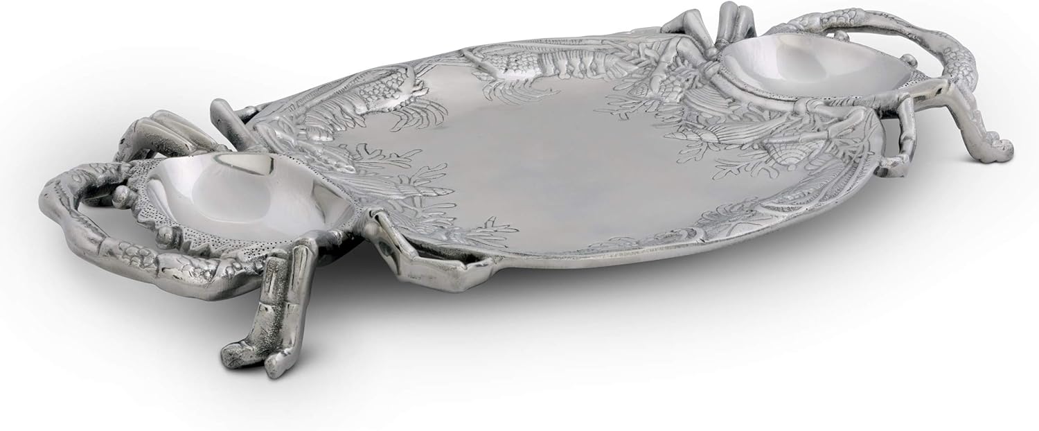 Arthur Court Aluminum Metal Crab Platter/Tray Heavy Quality Coastal Décor for Serving Food and Drinks 24 inch x 13.5 inch - Image 2