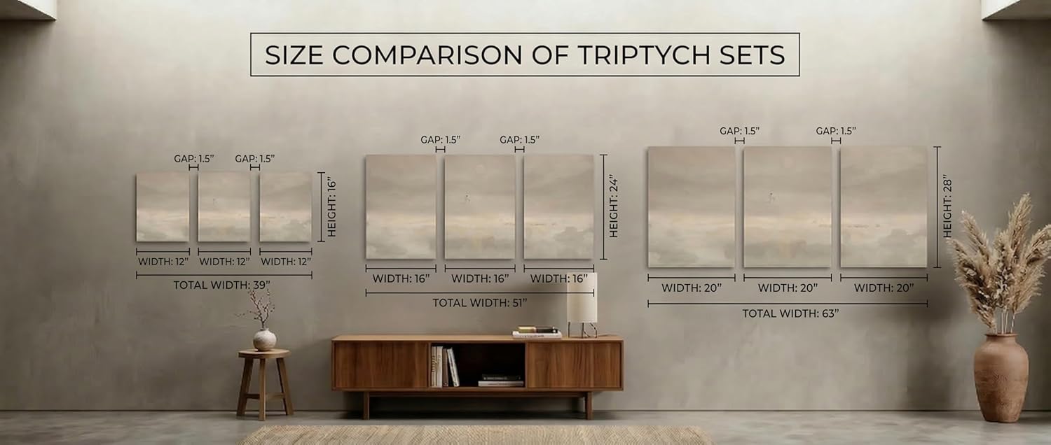 Framed 3 Pcs Large Christian Wall Art, Jesus and The Lost Lamb Canvas Print, Biblical Parable 'Leaving The 99' Decor, Minimalist Beige Religious Painting for Living Room, Bedroom, Church, 20''x28''