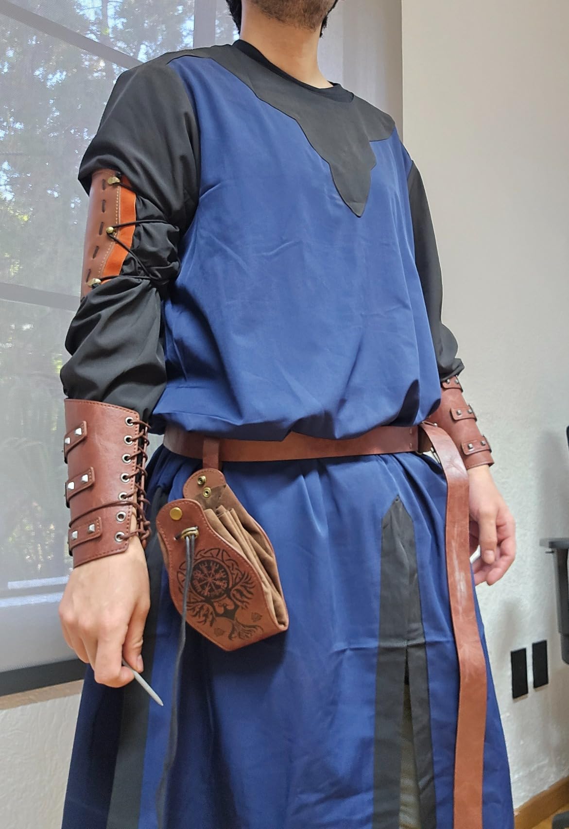 Mens Medieval Costume Renaissance Templar Tunic Viking Knight Pirate ...