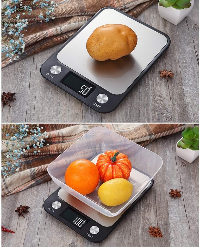tragbar Electronic Scale, Stainless Steel Kitchen Scale, Digital Jewelry Scale, Food Scale, High-definition LCD Display dauerhaft (Color : Black, Size : 15kg/1g)