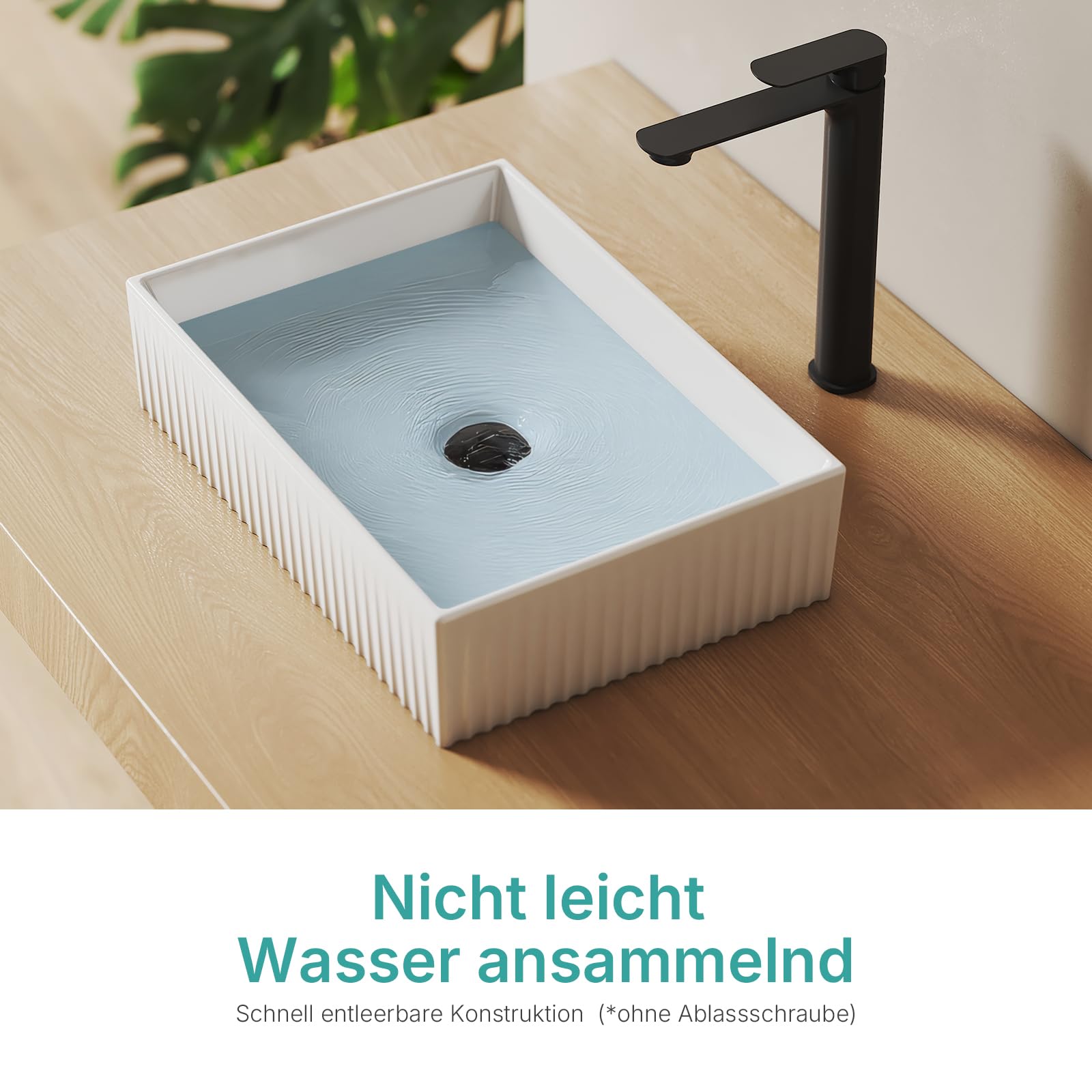 EMKE Lavabo à Poser rectangulaire 45,0 × 32,0 × 11,0 cm – Lavabo en céramique pour WC d'invités et Salle de Bain sans Trou de Robinet, Blanc (Angle Droit)