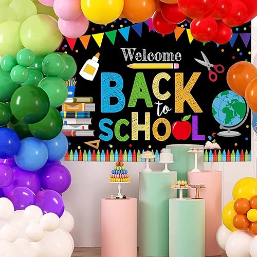 Miniatura 3 de MEHOFOND Telón de fondo de bienvenida de regreso a la escuela de 7 x 5 pies para niños, preescolar, primer día en persona, escuela, jardín de