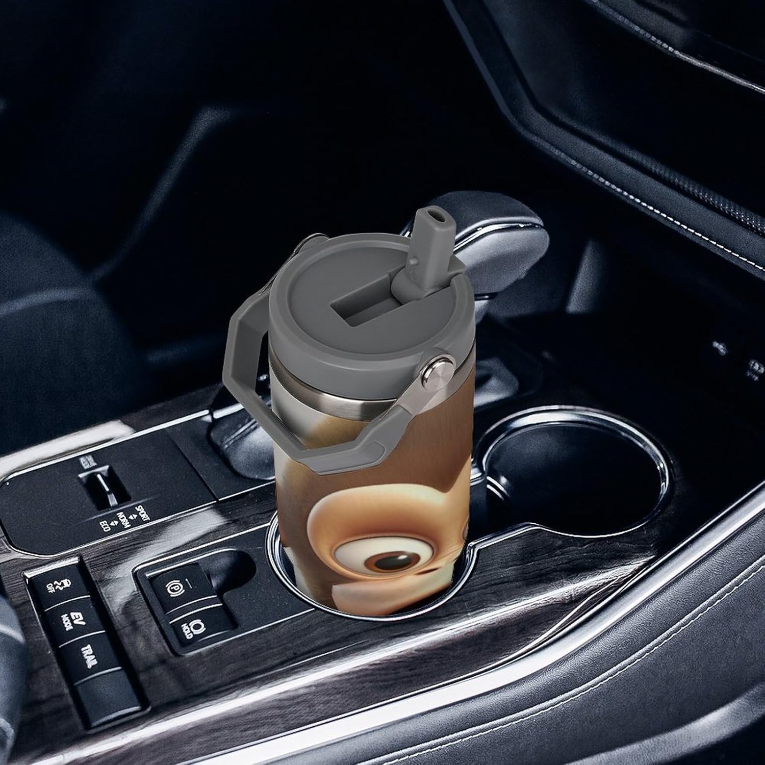 30oz Insulated Tumblers with Top Handle, Stainless Steel The Silent Monkey Car Cup with Straw for Gift, Leak-Proof Double Wall Vacuum Travel Mug, Personalized Water Bottles White