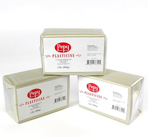 Pepy Arcilla de plastilina reutilizable y no seca, a base de aceite, crema, 6 libras, sin azufre y no tóxica, ideal para niños, principiantes y