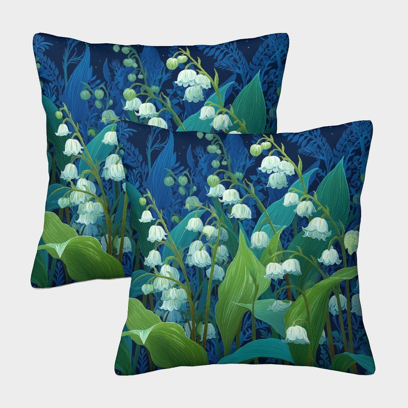 kaiyun 2 Pack Lily of The Valley Personalised Cushion Cover Home Sofa Decoration 50x50cm Pillow Covers