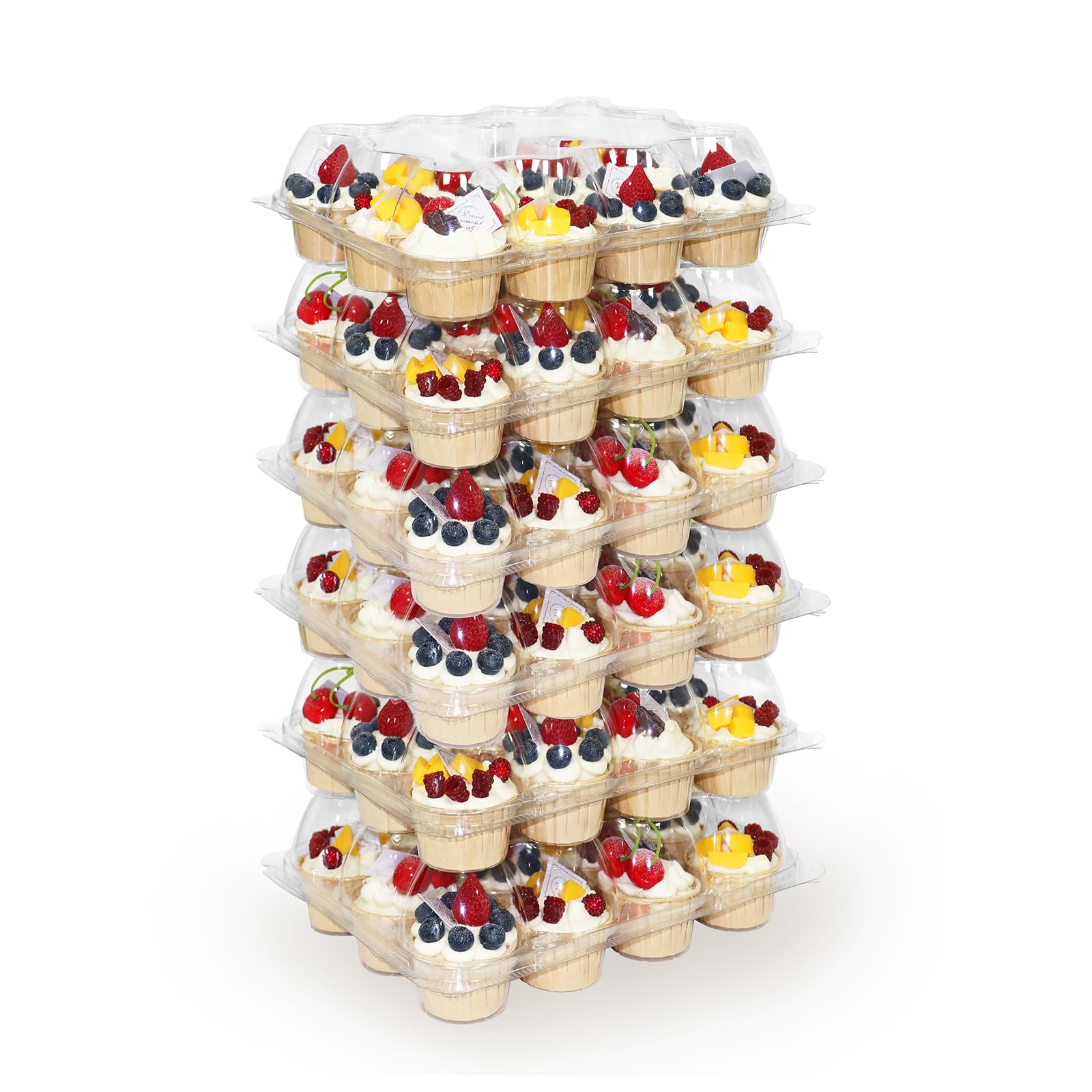 WIKDAY Plastic Cupcake Containers, 12 Count x 6 Sets