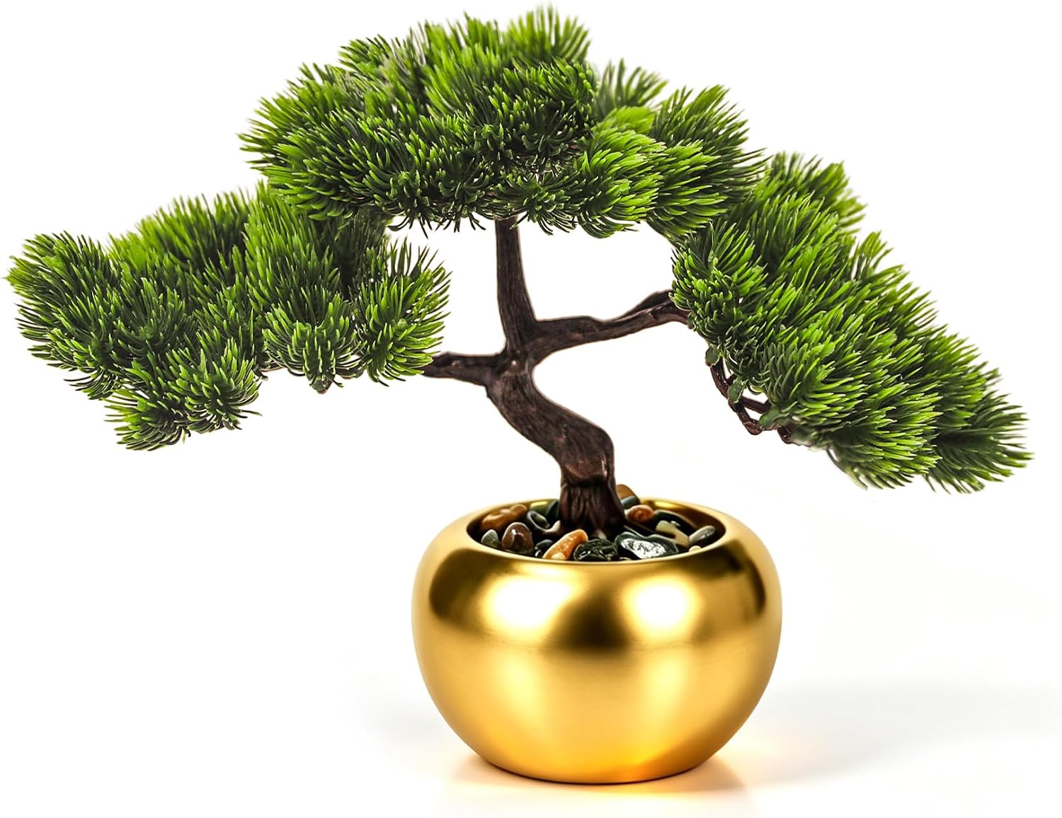 CZWBE 9.5 inch artificial bonsai tree in gold ceramic pot