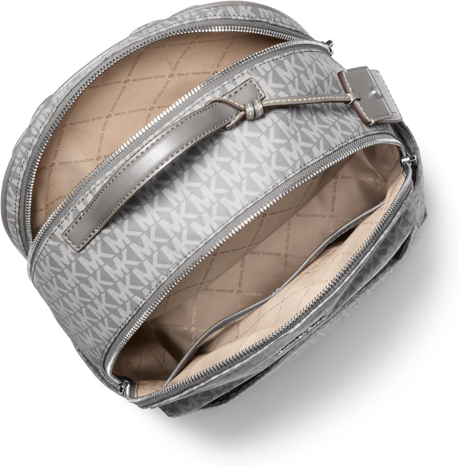 Michael Kors Sable Large Backpack, Silver-Tone Hardware/MK Signature Coated Twill/Storm