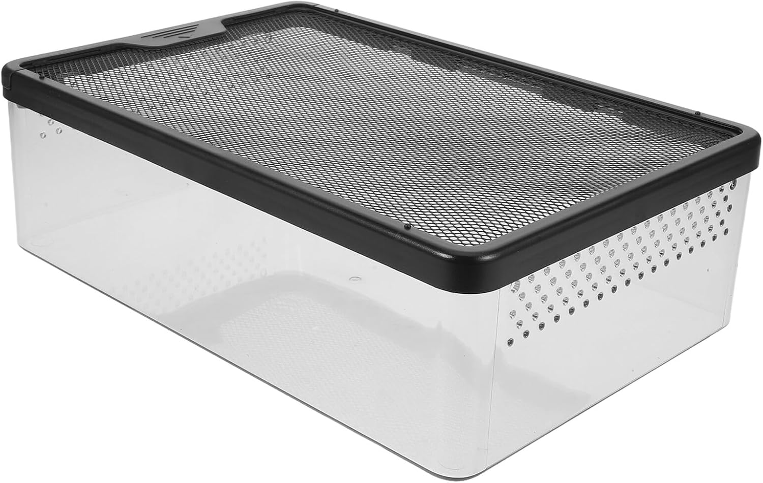 Reptile Terrarium Breeding Box with Black Frame Escape-Proof Plastic Pet Container for Frogs Snakes Lizards Turtles Small Reptile Habitat