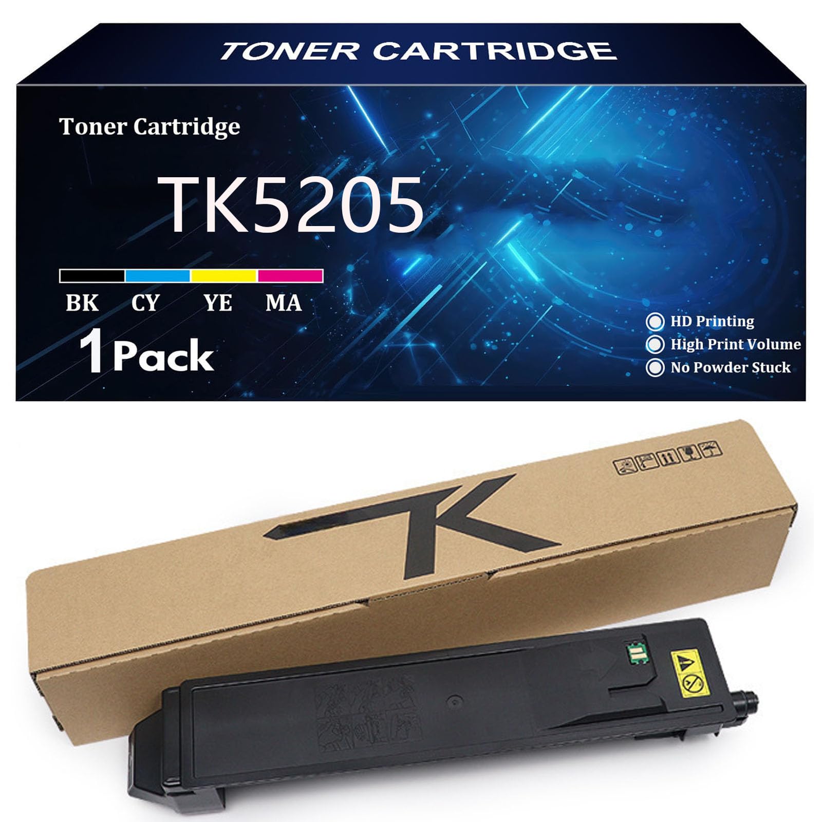 TK5205 Cartuccia Toner ad Alta Capacità per Kyocera TK5205 TK-5205K TK-5205C TK-5205Y TK-5205M Compatibile per Kyocera Mita TASKalfa 356ci Stampante con Chip,Black-1 Pack
